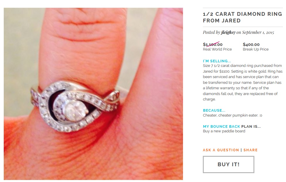 Sitio web para vender recuerdos de tu ex