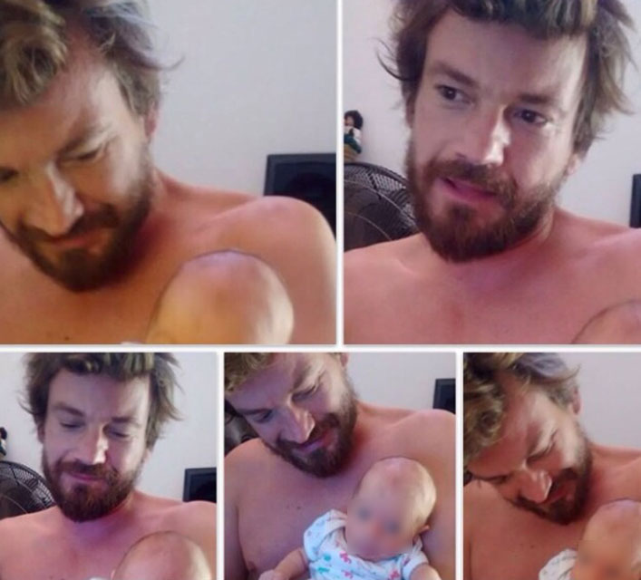 Guillermo Pfening y un hijo con una amiga