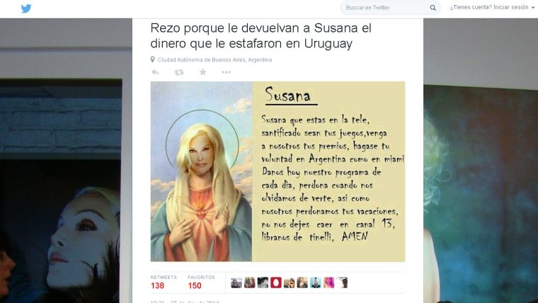 Susana Giménez y su 'Padre Nuestro' 
