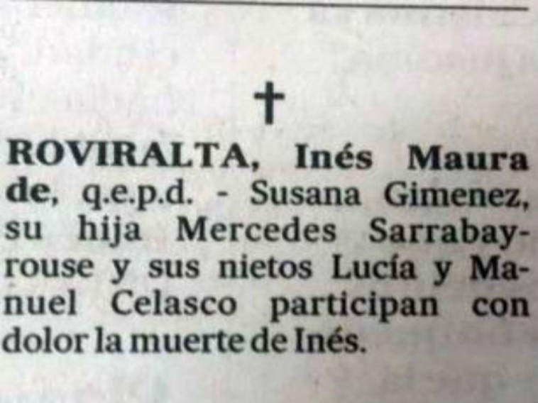 Susana Giménez recordó a la madre de Roviralta 