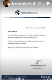 Contundente mensaje en el  parte médico de Mirtha Legrand