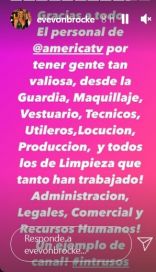 Después del escándalo por su renuncia, Evelyn Von Brocke, dejó un mensaje para el equipo de Intrusos