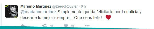 Mariano Martinez confirmó su paternidad