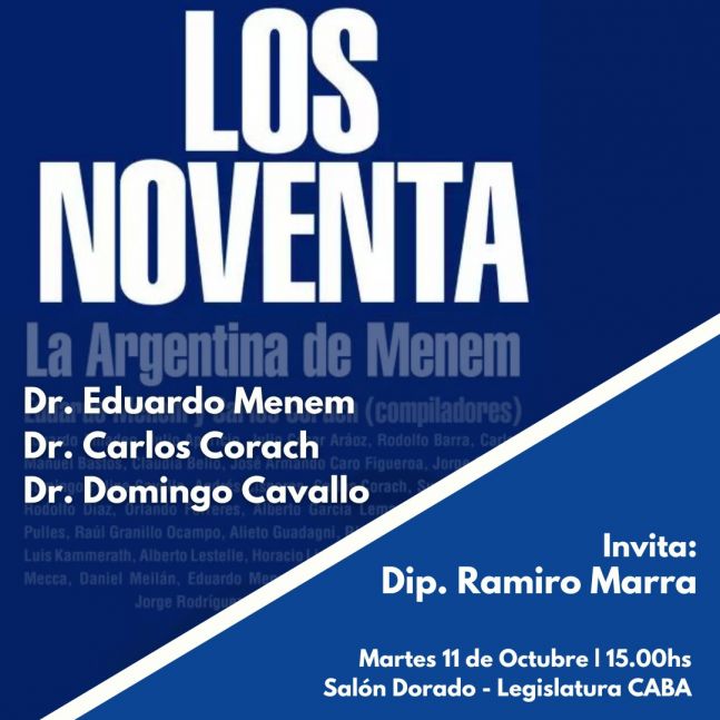 Mientras ganan fuerza en la ciudad, los libertarios presentan libro del menemismo