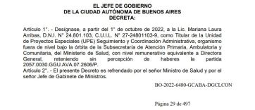 Asignaron en CABA a Mariana Arribas, 