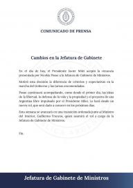 Renunció Nicolás Posse a la jefatura de Gabinete: lo reemplazará Guillermo Francos