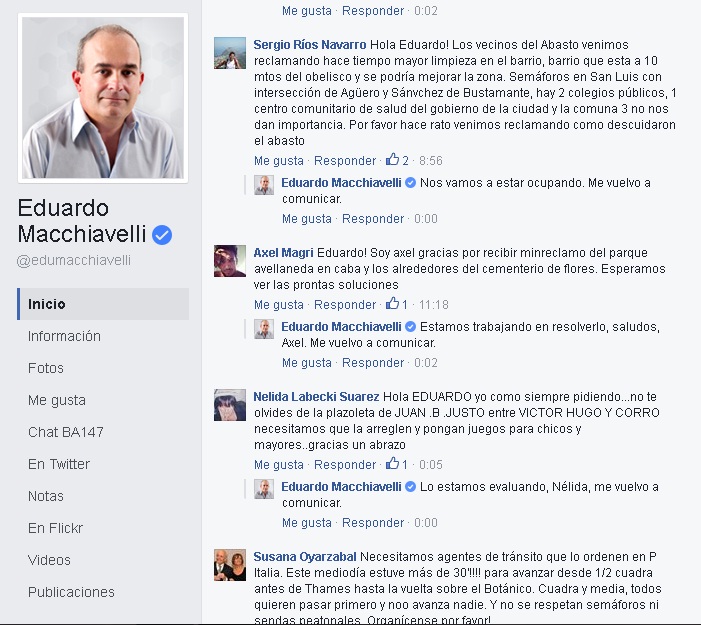 Macchiavelli respondió preguntas en Facebook