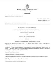 Milei presentó la reforma electoral en el Congreso y para el massismo es una “cortina de humo”